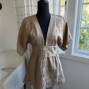 Reformation Brown Linen Dress